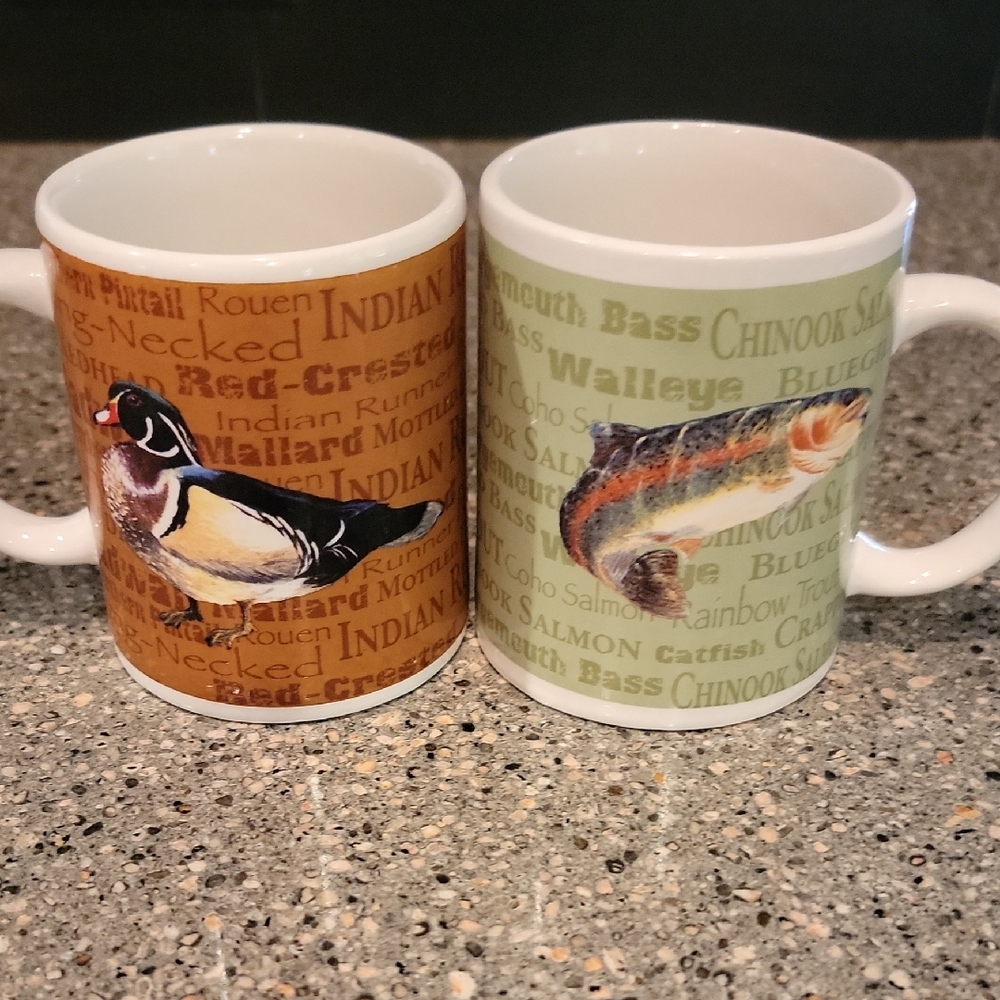Set of Two Field & Stream Wildlife Themed Mugs